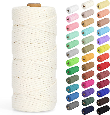 #ad Macrame Cord 3Mm X 109Yards 328Feet Natural Cotton Macrame Rope 4 Strands T $8.39