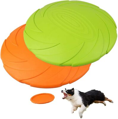 #ad 2PCS Dog Toy Flyer Flexible Durable Frisbee Disc LARGE Chew Fetch Toys $9.99