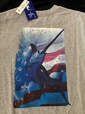 #ad Guy Harvey Mens Swordfish Ocean Beach Medium Fishing Short Sleeve Shirt New Mens $35.95