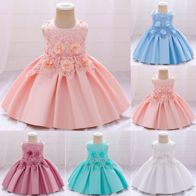 #ad Toddler Baby Girls Princess Dress Floral Lace Tutu Mesh Wedding Party Dresses AU $36.99