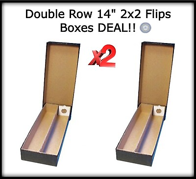 #ad 2 Heavy Duty Transport Box Paper Holder Coin Flips Double Row 2x2 Storage 14 In $26.20