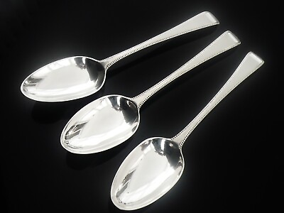 #ad 3 Sterling Silver Table Serving Spoons George Smith III London Antique 1779 GBP 360.00