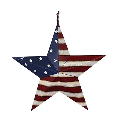 #ad July of 4th Americana Patriotic Wall Decor American Flag Barn Metal 3D Star $32.99