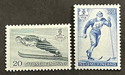 #ad Travelstamps: 1958 Finland Stamps Scott #354 355 Lahti Skiing Championship MNH $2.99