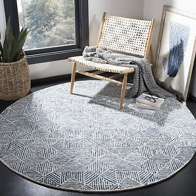 #ad Abstract Collection 6#x27; Round Blue ABT763M Handmade Premium Wool Area Rug $169.27