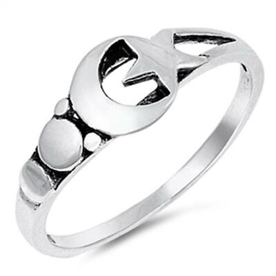 #ad 925 Sterling Silver Moon And Star Fashion Ring New Size 4 10 $16.08