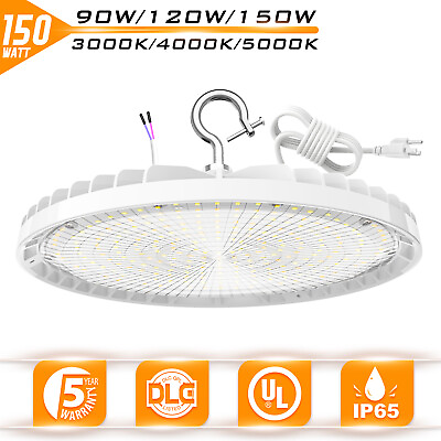 #ad 150W UFO LED High Bay Light 3000K 5000K Commercial Ceiling Fixture Dimmable Plug $59.27