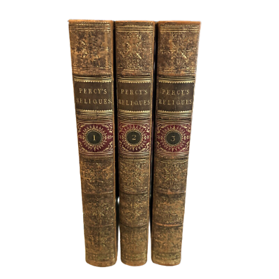 #ad Scarce 3 Vol. Rare 1858 Reliques of Ancient English Poetry Thomas Percy Leather $499.95
