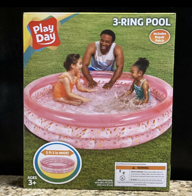 #ad 3 Ring Inflatable Pink Swimming Pool Unicorn Design Kids Summer Toddler Pool $34.81