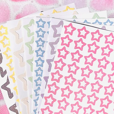 #ad Glitter Open Star Stickers Custom Size amp; Color Cute for Crafts $4.00