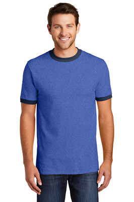 #ad #ad Port amp; Company PC54R Mens Retro Ringer Tee Short Sleeve Cotton T Shirt Plain $15.06