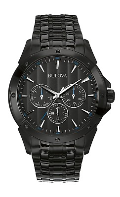 #ad Bulova Classic Men#x27;s Quartz Multi Dial Black Bracelet Watch 43mm 98C121 $151.99