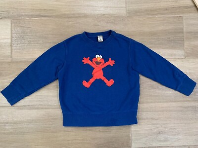#ad Uniqlo Kaws Sesame Street Kids Sweatshirt Size 5 6 Blue Elmo Sweater *SEE PICS $9.44