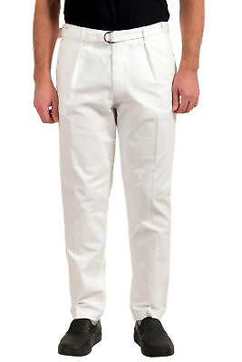 #ad Hugo Boss Men#x27;s quot;Kirio1 Pleats Bquot; Relaxed Fit White Casual Pants US 32R IT 48 $69.99