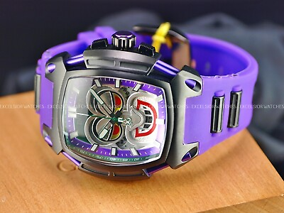 #ad Invicta Men 53mm LIMITED Ed DC Comics Diablo Tonneau JOKER Chrono Purple Watch $104.99