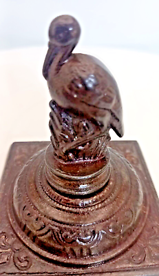 #ad LOVELY ANTIQUE VICTORIAN CAST IRON PELICAN DESK PAPERWEIGHT STATUE c1880 good $54.90