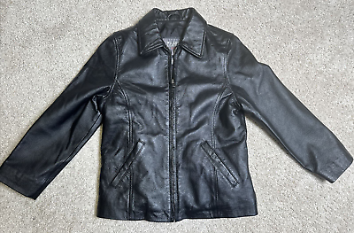 #ad WILSON LEATHER KIDS Genuine Leather Coat Black Thinsulate Youth MEDIUM $29.95