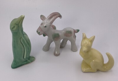 #ad Vintage Animal Figurines Japan Ceramic Kangaroo Penguin Goat Collectible Animals $24.00
