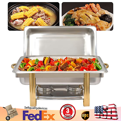 #ad 9L Chafing Dish Buffet Trays Chafer With Warmer amp; Lid Rectangle Stainless Steel $57.96