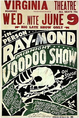 #ad Vintage Magician Poster – Ray Mond Voodoo Show – Magic themed Wall Art Print $26.99
