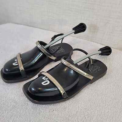 #ad Joan and David Womens Slide On Sandal Flats Hand Made In Italy 6M Metallic Metal $24.95