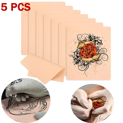 #ad Tattoo Practice Skin 5Pcs 7.6*5.6 Thick Silicone Fake Skin Blank Double side US $7.44