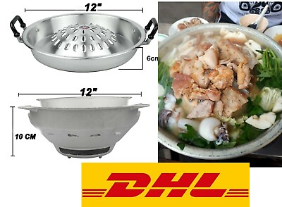 #ad 1 Set Thai Mookata Korean Grill Pan 12quot; Aluminium Barbecue STEAK With Stove $135.99