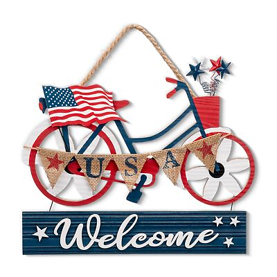 #ad Valery Madelyn 4th of July Decorations for Front Door 13 Inch Wooden Patriot... $44.16