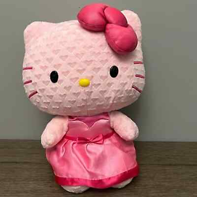 #ad Sanrio Hello Kitty Pink Hearts Dress and Bow Plush $27.90