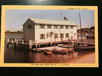 #ad Vintage Postcard 1949 The Yacht Club Watch Hill Rhode Island $9.00
