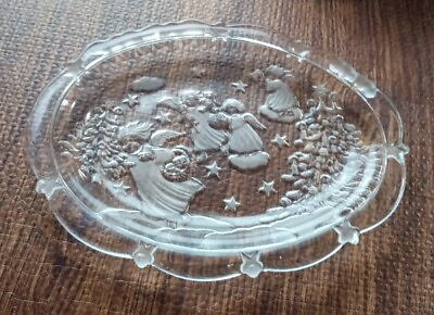 #ad Mikasa Holiday Lights Etched Clear Sweet Dish Japan $22.00