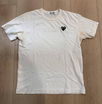 #ad Authentic COMME DES GARCONS CDG PLAY BLACK HEART EYE LOGO WHITE T SHIRT LARGE $49.99
