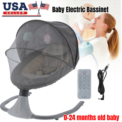 Electric Bluetooth Baby Swing Cradle Bassinet Rocking Crib Infant Bed Portable $39.74