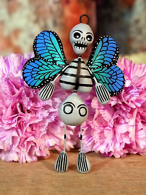 #ad Skeleton Fairy Butterfly Wings Day of the Dead Handmade Puebla Mexican Folk Art $25.00
