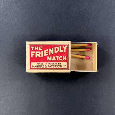 #ad Vintage Matchbox Match Box Striker Advertising Dublin UK Rare The Friendly Match $14.95