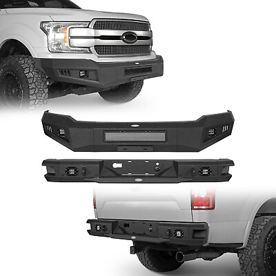 #ad Combo Steel Front Rear Bumper For 2018 2019 2020 Ford F150 w 4x 18W LED Lights $739.20