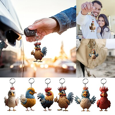 #ad 2023 New Cartoon Rooster Keychain Decorative Fun Weight compatible with Mace $6.27