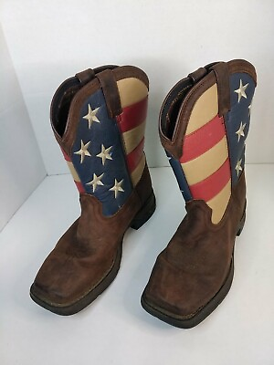 #ad Lil#x27; Durango Kids Brown Patriotic USA Flag 8quot; Western Boots Size 4M DBT0160 $40.57