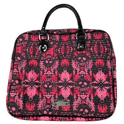 #ad Betsey Johnson Padded Laptop Computer Bag Pink Black 14.5x12.5quot; U Zipper Closure $24.95