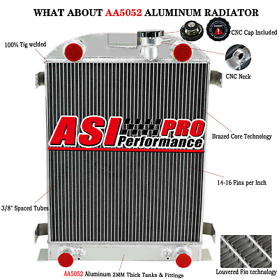 #ad 4 ROW Aluminum Radiator FOR FORD FLATHEAD Flat Head ENGINE AT MT $159.00