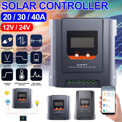 #ad 20A 30A 40Amp MPPT Solar Charge Controller 12V 24V w Bluetooth app Control $128.79