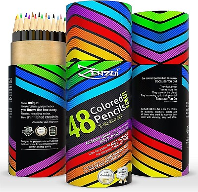 #ad 48 Colored Pencil Set Coloring Pens for Adults Kids Vivid Fresh Color Pencils $19.95