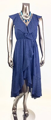 #ad SOPRANO WOMEN SIZE M BLUE ASYMMETRICAL SLVLESS DRESS *NEW $64 $22.74