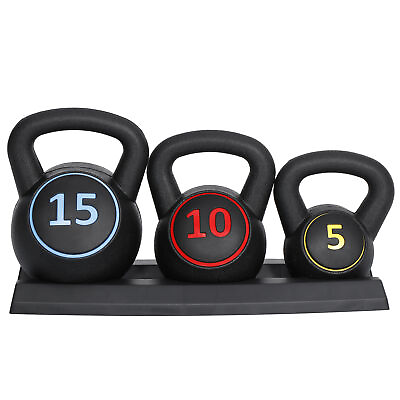#ad 3 Piece Kettlebell Set Fitness Strength Training Exercise With Base Home Gym $34.58