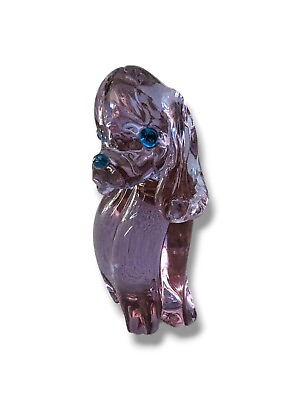 #ad Beautiful Purple Art Glass Dog Signed $275.00