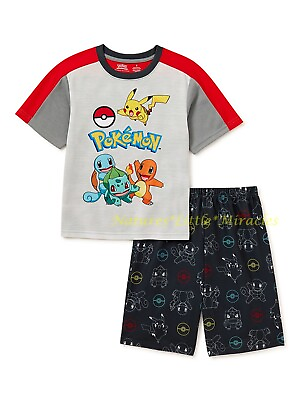 #ad NWT Kids Pokemon Pikachu Pajamas T Shirt Shorts Boy Girl Size 4 5 6 7 8 Summer $25.80