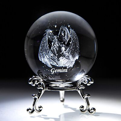 #ad Crystal Ball 3D Constellation 60mm Paperweight Full Sphere Glass Fengshui Stand $27.99
