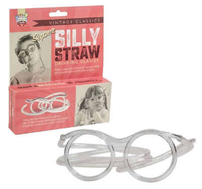 #ad FUNTIME SILLY STRAW DRINKING GLASSES PT7327 FUNNY STRAW DRINK GLASSES $10.91