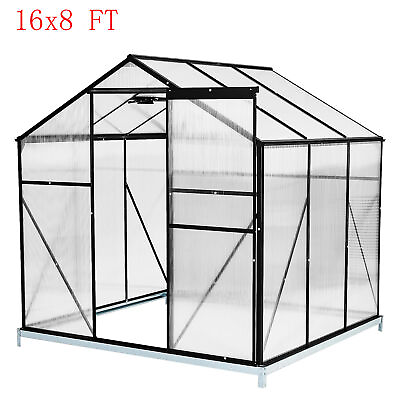 #ad 16x8 FT Walk in Polycarbonate Greenhouses w Sliding Dooramp;Adjustable Vent Window $729.99