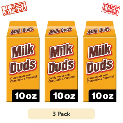 #ad MILK DUDS Chocolate and Caramel Candy Movie Snack 10 oz Carton. Pack of 3 $9.99